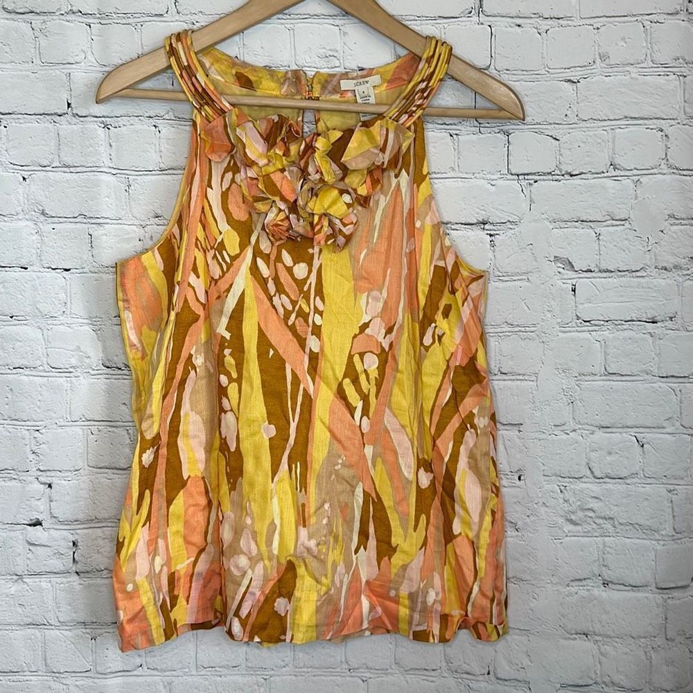 J. Crew Women’s Sleeveless Tank top Blouse Ruffles at neck size small